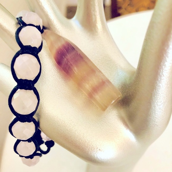 Vintage Rose Quartz Bracelet & Quartz Prism Stone - Picture 11 of 11